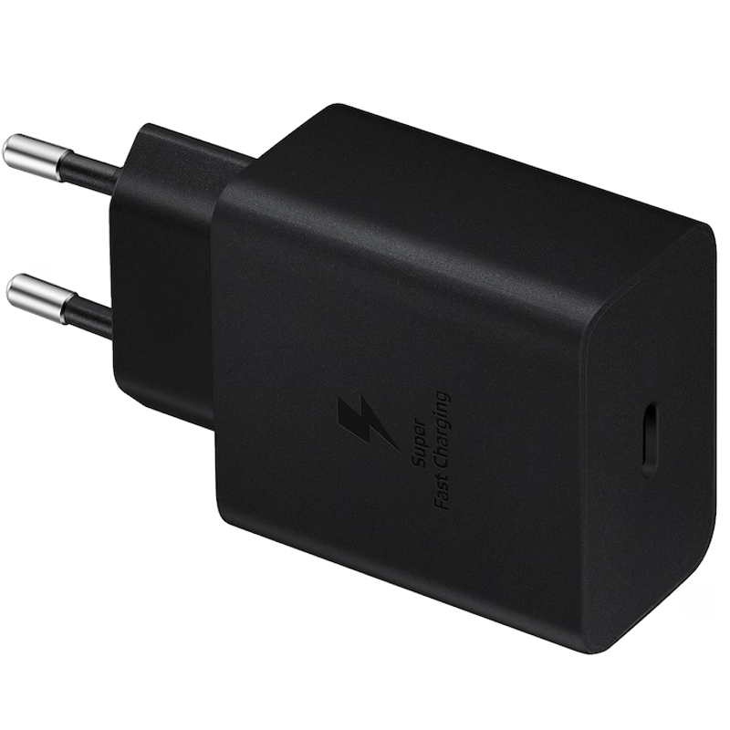 Laptop, Telefoane si Tablete - Telefoane mobile si accesorii - Accesorii Telefoane - Cabluri si adaptoare telefoane - Adaptor Original Samsung TA450EBE Incarcare Rapida 45W 5A USB-C Negru Bulk Packing - Infinity.ro