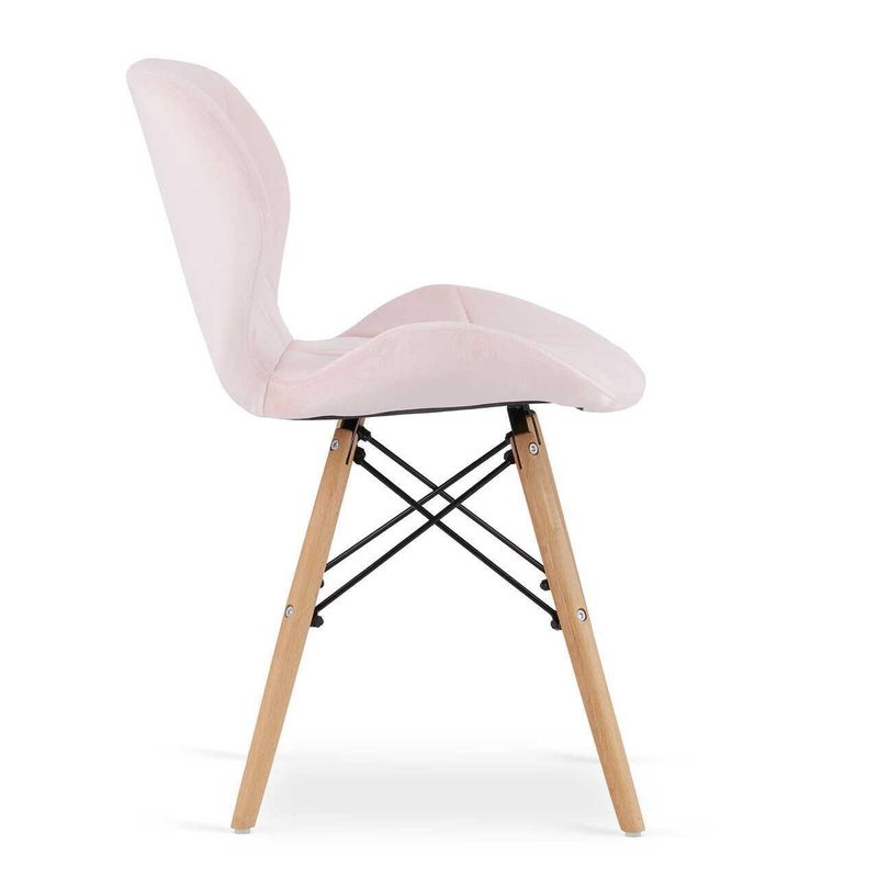 Casa si Gradina - Mobilier - Mese si birouri - Mese bucatarie si dining - Set masa rotunda stil scandinav + 2 scaune Lago catifea, Artool, MDF si lemn, alb si roz, 60x72 cm - Infinity.ro