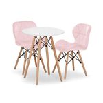 Casa si Gradina - Mobilier - Mese si birouri - Mese bucatarie si dining - Set masa rotunda stil scandinav + 2 scaune Lago catifea, Artool, MDF si lemn, alb si roz, 60x72 cm - Infinity.ro