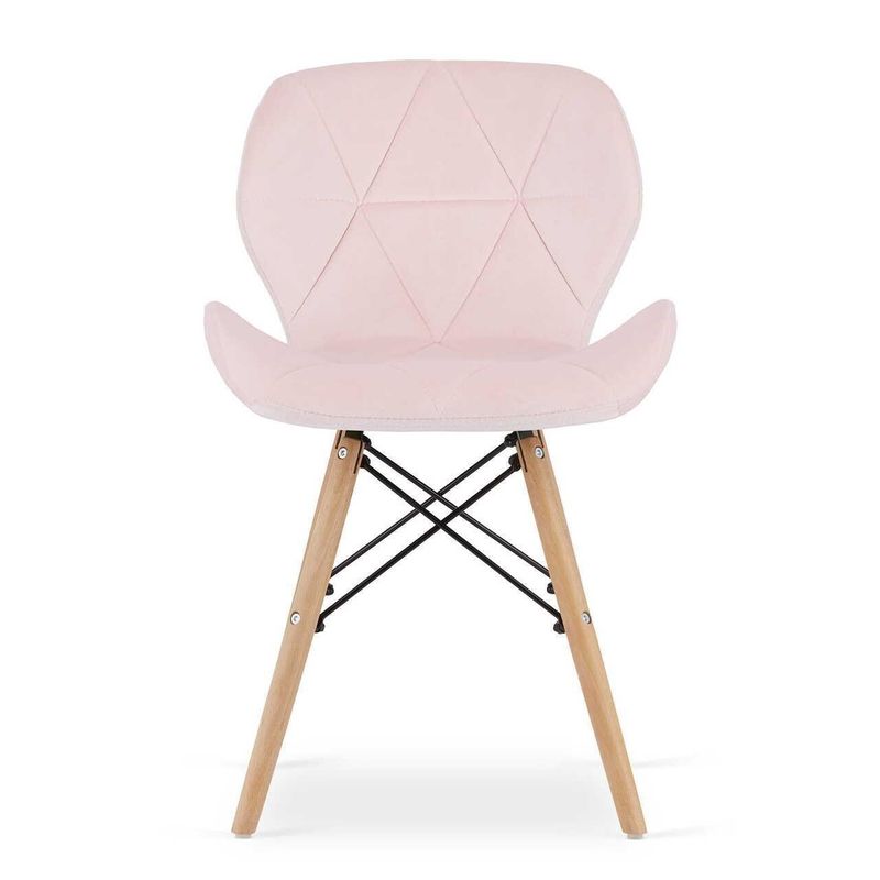 Casa si Gradina - Mobilier - Mese si birouri - Mese bucatarie si dining - Set masa rotunda stil scandinav + 2 scaune Lago catifea, Artool, MDF si lemn, alb si roz, 60x72 cm - Infinity.ro