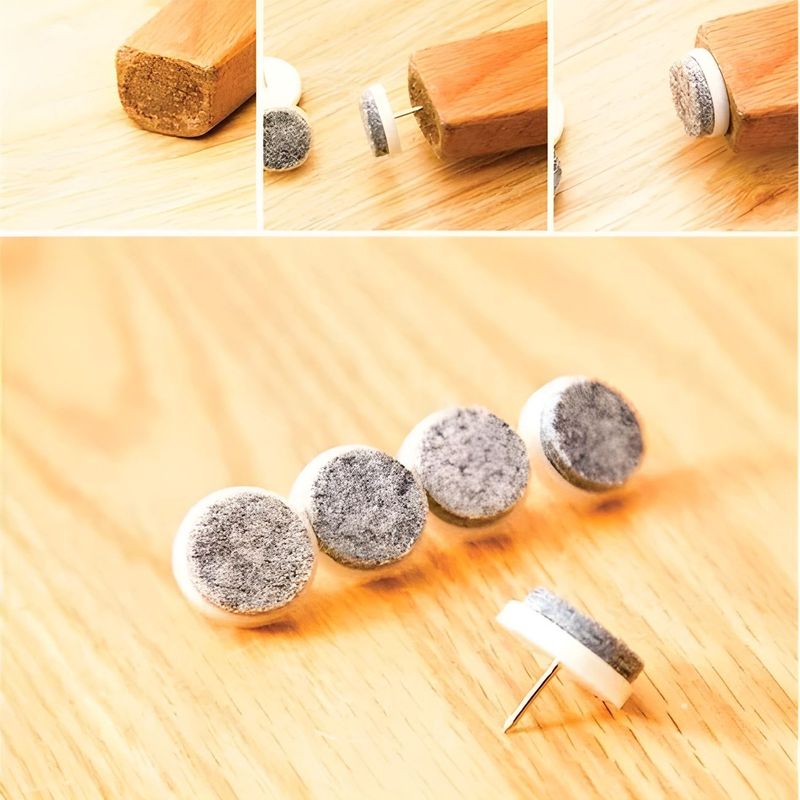 Casa si Gradina - Mobilier - Feronerie si accesorii mobila - Protectoare mobila, set 12 bucati, cuie, pasla, diametru 24 mm, gri - Infinity.ro