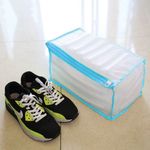 Electronice si Electrocasnice - Masini si uscatoare de rufe - Accesorii masini de spalat si uscatoare - Husa spalare incaltaminte, cu fermoar, dimensiuni 33 x 19 x 15 cm, material poliester, alb/albastru - Infinity.ro