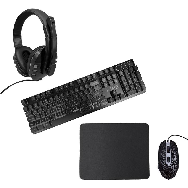 PC, gaming si accesorii - Periferice PC - Tastaturi - Set gaming multicolor, i-jmb, tastatura led, mouse ergonomic dpi 2400, casti sunet hd 360º, mousepad 23.5 x 20x0.2cm - Infinity.ro