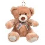 Jucarii, Copii si Bebe - Jucarii si jocuri - Jucarii de plus - Ursulet de plus, model clasic, culoare maro, inaltime 22cm, fundita cu carouri - Infinity.ro