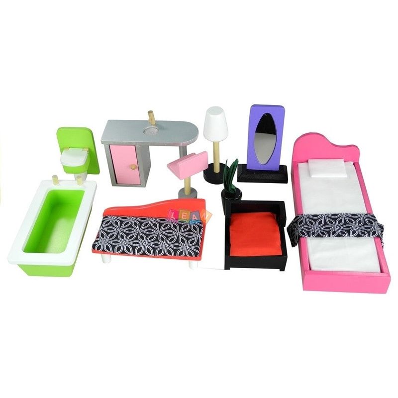 Jucarii, Copii si Bebe - Jucarii si jocuri - Papusi si accesorii - Casute de papusi si mobilier - Casa de papusi, cu 4 camere Juliet, pe 3 nivele, de culoare roz - Infinity.ro