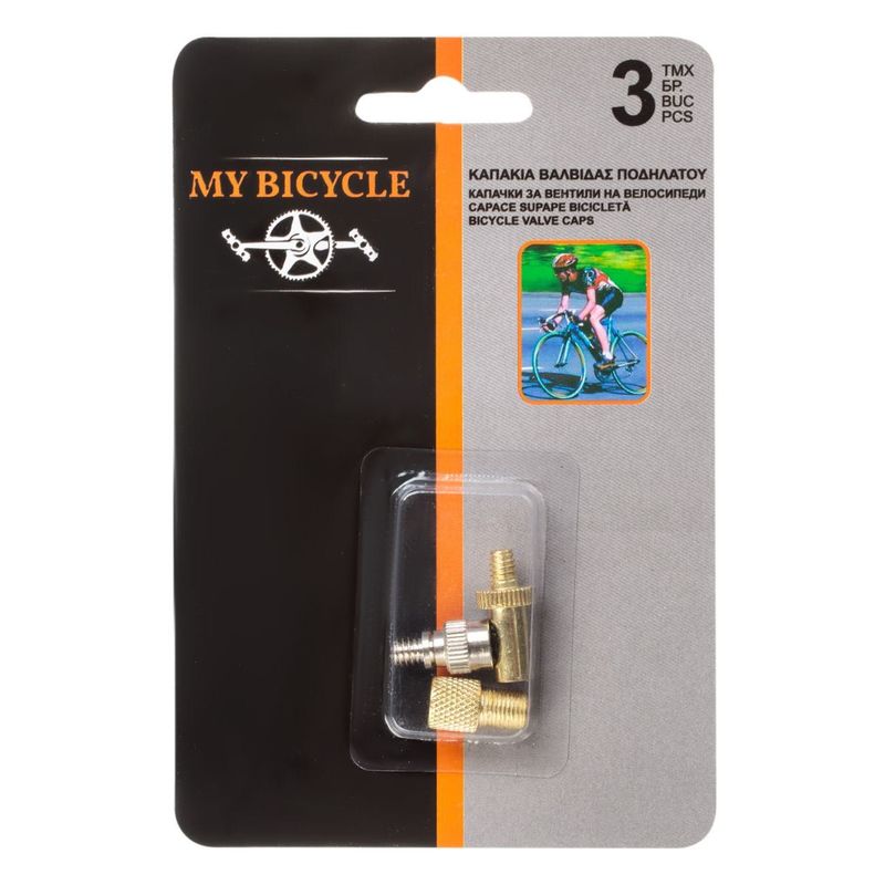Sport si Outdoor - Ciclism - Piese pentru biciclete - Accesorii piese biciclete - Capace supapa bicicleta, my bicycle, set 3 bucati, auriu - Infinity.ro