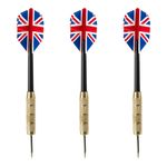 Sport si Outdoor - Alte sporturi - Board-uri si accesorii darts - Set sageti darts, 20g, 3 bucati, steag american si englezesc, parti metalice aurii - Infinity.ro