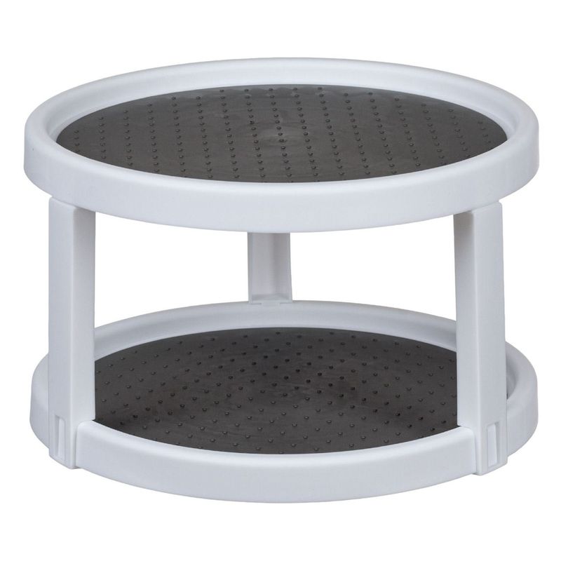 Casa si Gradina - Bucatarie si vesela - Organizare si depozitare bucatarie - Cutii alimentare - Suport rotativ organizator bucatarie, 2 nivele, plastic, alb, 25 x 15.7cm - Infinity.ro