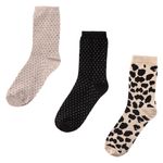 Fashion, accesorii si bijuterii - Femei - Lenjerie si pijamale femei - Sosete si ciorapi femei - Set sosete femei, model leopard si buline, multicolor, 3 perechi - Infinity.ro