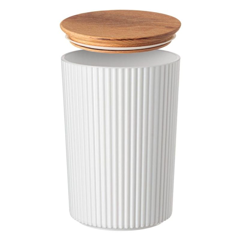 Casa si Gradina - Bucatarie si vesela - Organizare si depozitare bucatarie - Cutii alimentare - Recipient depozitare, model fara brand, alb, plastic, capac lemn, capacitate 0,9l - Infinity.ro