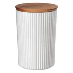 Casa si Gradina - Bucatarie si vesela - Organizare si depozitare bucatarie - Cutii alimentare - Recipient depozitare, model fara brand, alb, plastic, capac lemn, capacitate 0,9l - Infinity.ro