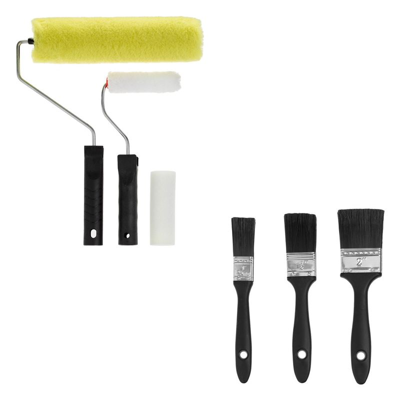 Casa si Gradina - Bucatarie si vesela - Ustensile bucatarie - Seturi ustensile de bucatarie - Set ustensile zugravit, 10 piese, tavite diverse dimensiuni, trafalete si pensule, folie acoperitoare, multicolor - Infinity.ro