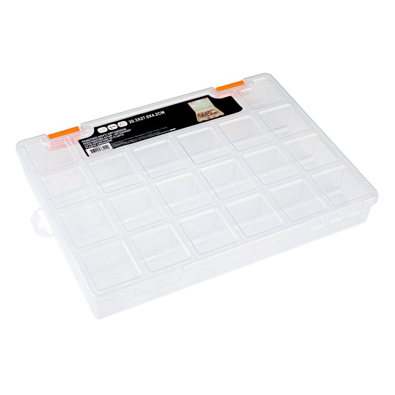 Casa si Gradina - Mobilier - Organizare si depozitare - Cutii depozitare - Cutie organizare compartimentata, 21 compartimente, transparent, dimensiuni 20.3 x 27.6 x 4.2cm - Infinity.ro