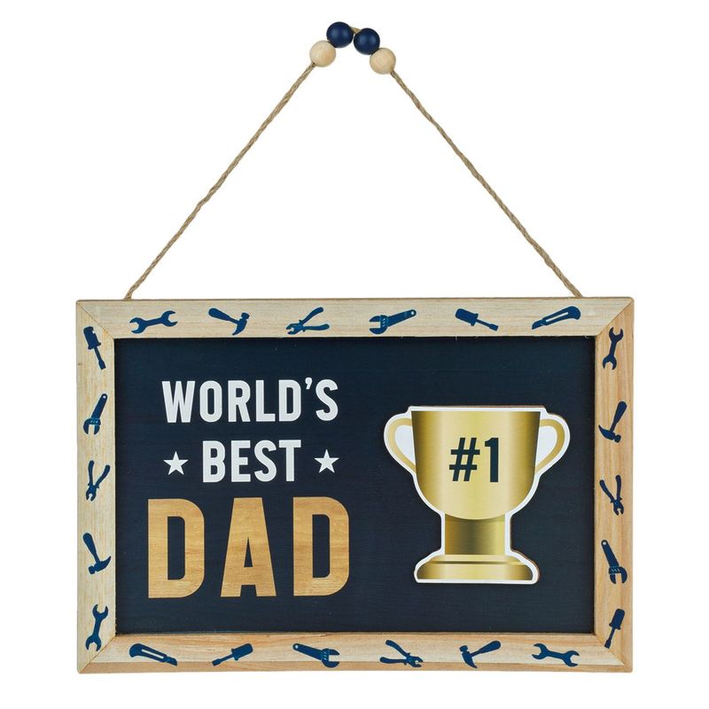 Casa si Gradina - Gradina si terasa - Mobilier exterior - Accesorii pentru gradina - Decoratiune lemn, world’s best dad, negru-marou, 30x 20cm, decorativa perete - Infinity.ro