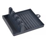 Casa si Gradina - Bucatarie si vesela - Organizare si depozitare bucatarie - Suporturi tacamuri si vase - Suport ustensile gatit, model 4 locuri, plastic, culoare gri, dimensiuni 12.5 x 14 x 5cm - Infinity.ro