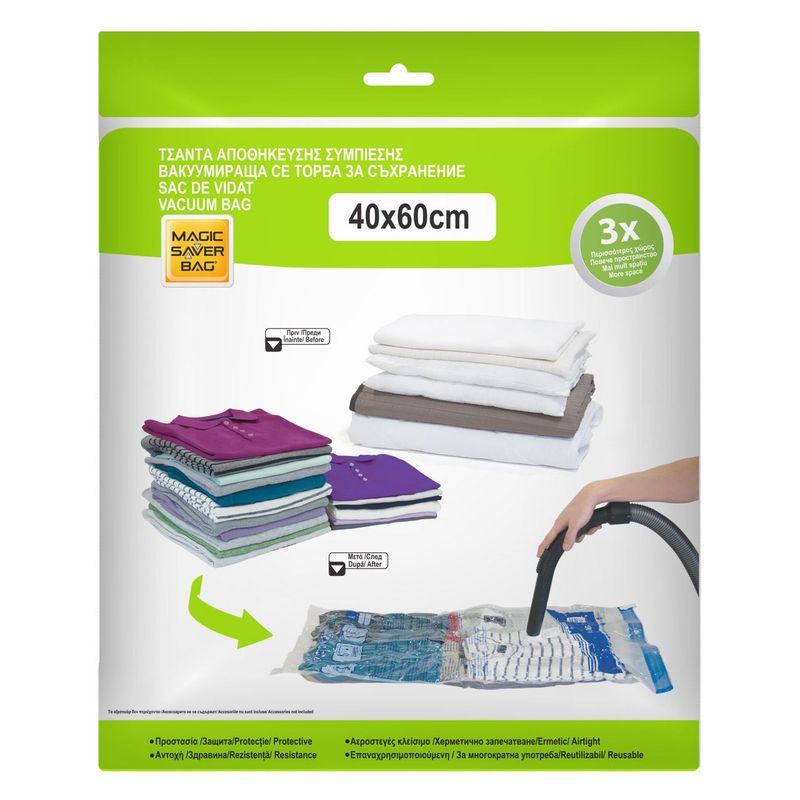 Casa si Gradina - Mobilier - Organizare si depozitare - Cutii depozitare - Sac vidat haine, magic saver bag, dimensiuni 40x 60cm, transparent, plastic pe - Infinity.ro