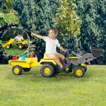 Jucarii, Copii si Bebe - Jucarii si jocuri - Jucarii de exterior - Masinute si vehicule pentru copii - Tractor cu pedale, model excavator, galben, remorca, accesorii, lungime 171 cm - Infinity.ro