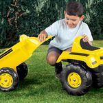 Jucarii, Copii si Bebe - Jucarii si jocuri - Jucarii de exterior - Masinute si vehicule pentru copii - Tractor cu pedale, model excavator, galben, remorca, accesorii, lungime 171 cm - Infinity.ro