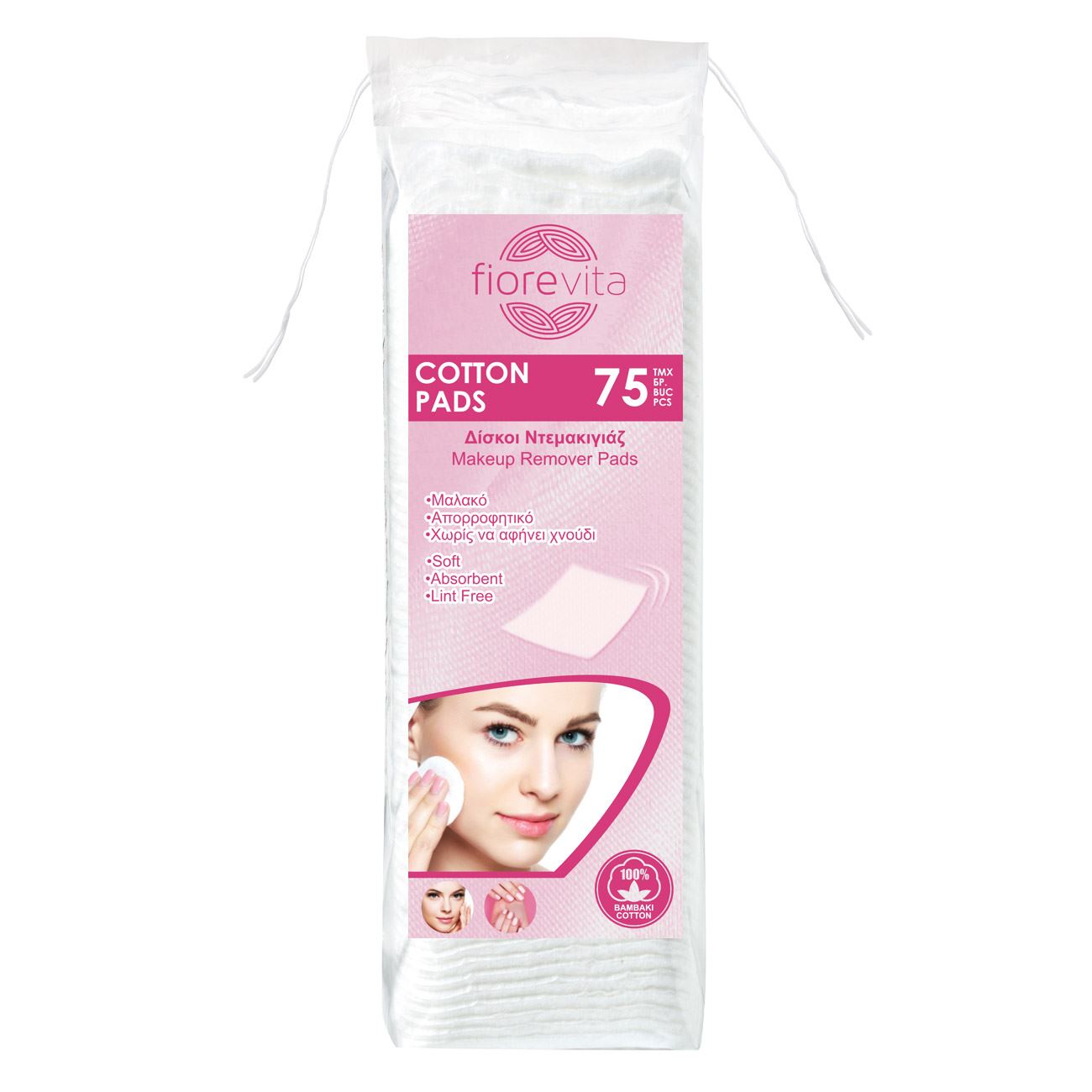 Dischete demachiante fiorevita, set 75 bucati, moale si absorbant, bumbac 100%