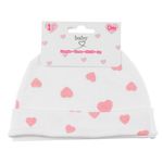 Fashion, accesorii si bijuterii - Copii - Accesorii copii - Caciuli si palarii copii - Caciulita bebe, model inimi, culoare alb roz, bumbac 100%, 0+ luni - Infinity.ro