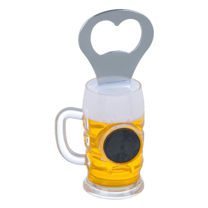 Casa si Gradina - Bucatarie si vesela - Accesorii bar - Tirbusoane si dopuri - Deschizator sticle magnetic, forma halba de bere, 10 cm, metal, plastic - Infinity.ro