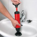 Casa si Gradina - Sanitare - Chiuveta bucatarie si accesorii - Accesorii chiuvete - Ventuza desfundat tevi, model plastic, culoare rosu negru, lungime ajustabila 37cm-54cm, rezistenta la temperatura 60°c - Infinity.ro