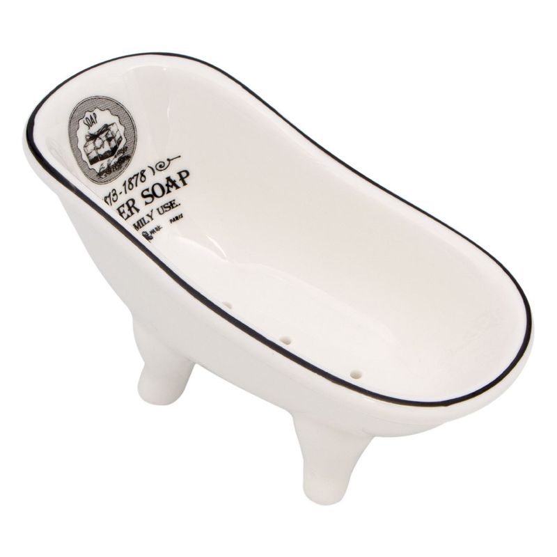 Casa si Gradina - Sanitare - Suporturi si accesorii baie - Suporturi baie - Suport sapun ceramic, model vintage, culoare alb, dimensiuni 14 x 6.5 x 7.5 cm - Infinity.ro