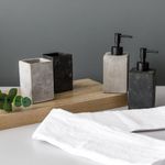 Casa si Gradina - Sanitare - Suporturi si accesorii baie - Suporturi baie - Suport periuta de dinti, ciment, patrat, culoare gri deschis, dimensiuni 7 x 7 x 11cm - Infinity.ro