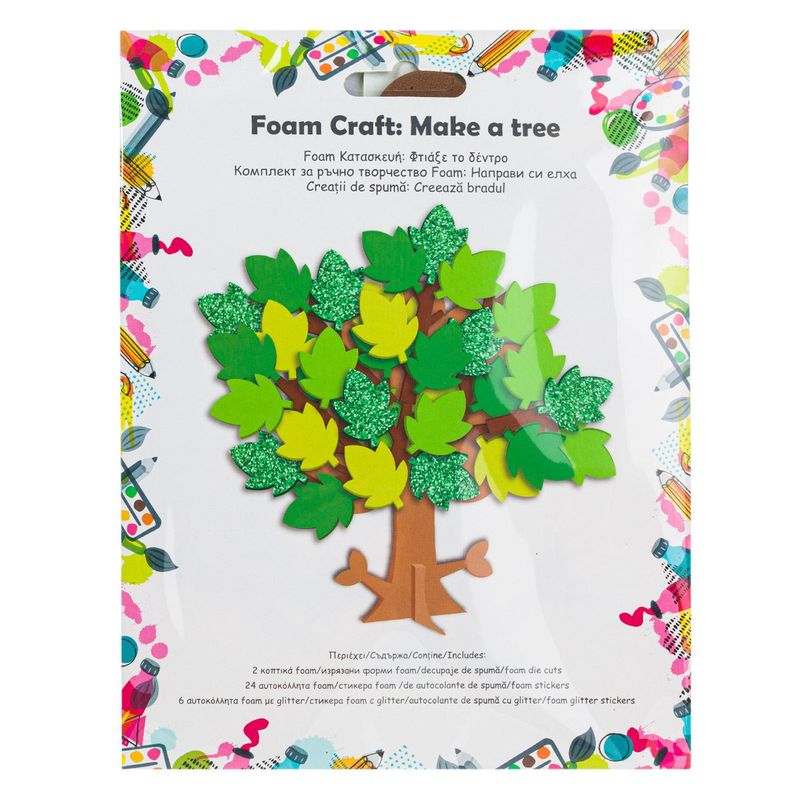 Jucarii, Copii si Bebe - Jucarii si jocuri - Jucarii & jocuri educative - Seturi de artizanat - Set artizanat spuma, copac, 17 cm, multicolor, decor autocolant - Infinity.ro