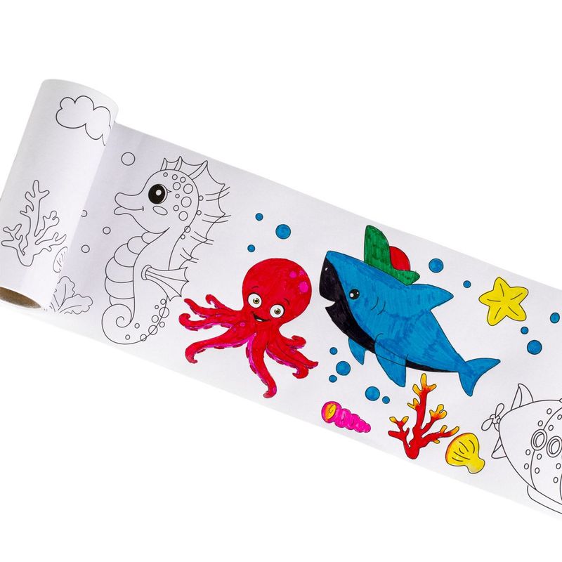Jucarii, Copii si Bebe/Jucarii si jocuri/Jucarii & jocuri educative/Seturi pictura si desen - Set rola de desen, arts & crafts, preimprimat, 2m, 6 carioci, multicolor - Infinity.ro