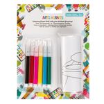 Jucarii, Copii si Bebe/Jucarii si jocuri/Jucarii & jocuri educative/Seturi pictura si desen - Set rola de desen, arts & crafts, preimprimat, 2m, 6 carioci, multicolor - Infinity.ro