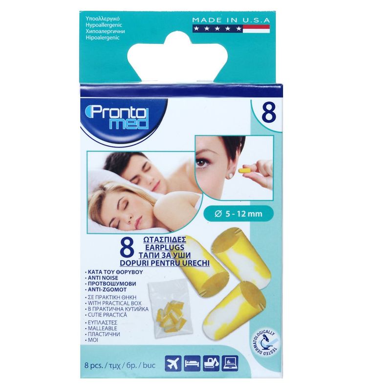 Ingrijire personala si Cosmetice - Sanatate si wellness - Aparate medicale - Dispozitive si accesorii medicale uz casnic - Dopuri pentru urechi pronto med, set 8 bucati, diametru 5-12mm, galben - Infinity.ro