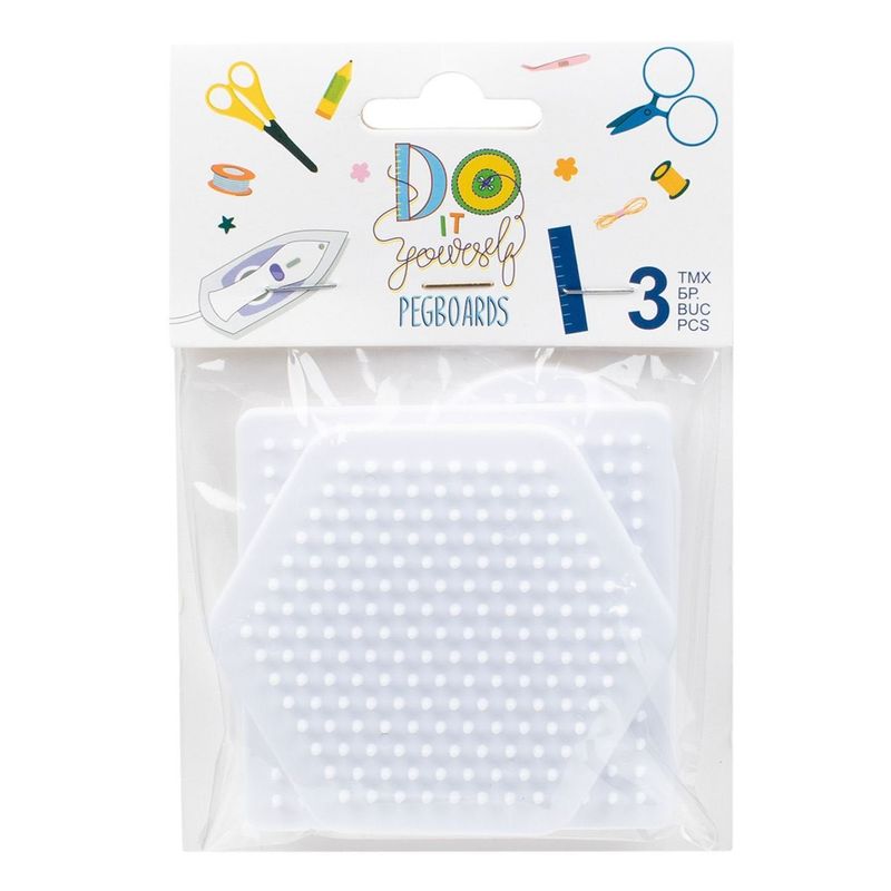 Jucarii, Copii si Bebe - Jucarii si jocuri - Jucarii & jocuri educative - Seturi de artizanat - Set placi baze margele iron on, 3 forme, alb, plastic - Infinity.ro
