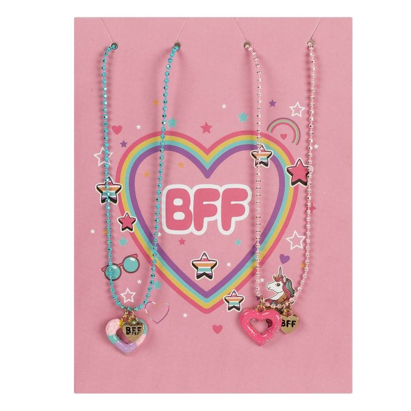 Fashion, accesorii si bijuterii - Copii - Accesorii copii - Bijuterii si ceasuri copii - Set coliere copii, bff, multicolor, 2 bucati, inimioara suspensa - Infinity.ro