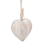 Casa si Gradina - Decoratiuni - Obiecte decorative - Accesorii decorative - Decor suspendabil lemn, inima, alb, model brushed auriu, 8 x 4 x 8cm - Infinity.ro