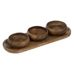 Casa si Gradina - Bucatarie si vesela - Vesela si tacamuri - Platouri de bucatarie - Platou lemn, ovale, 3 boluri, culoare maro, set 4 bucati, capacitate 0,125l - Infinity.ro