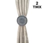 Casa si Gradina - Textile si covoare - Perdele si draperii - Accesorii perdele si draperii - Set brosa decorativa perdele, model mandala, lemn, 2 bucati, negru si maro, 6cm - Infinity.ro