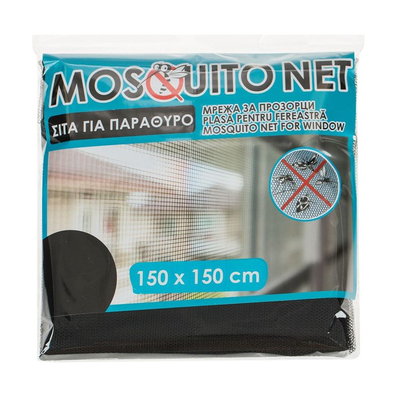 Casa si Gradina - Constructii - Ferestre si accesorii - Accesorii ferestre - Plasa anti tantari fereastra, negru, 150x 150 cm, instalare usoara, protectie uv, poliester - Infinity.ro