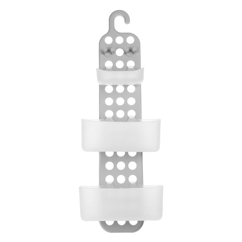 Casa si Gradina - Sanitare - Suporturi si accesorii baie - Suporturi baie - Raft baie, 3 nivele, 4 carlige, gri, 70 cm - Infinity.ro