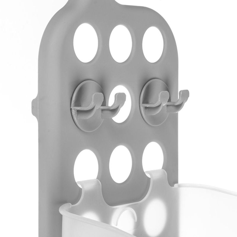 Casa si Gradina - Sanitare - Suporturi si accesorii baie - Suporturi baie - Raft baie, 3 nivele, 4 carlige, gri, 70 cm - Infinity.ro