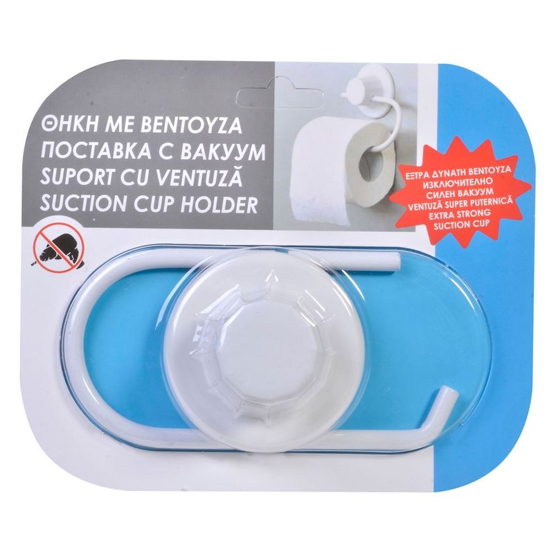 Casa si Gradina/Sanitare/Suporturi si accesorii baie/Suporturi baie - Suport pentru hartie igienica, model cu ventuza, dimensiune 15 x 7cm, alb - Infinity.ro