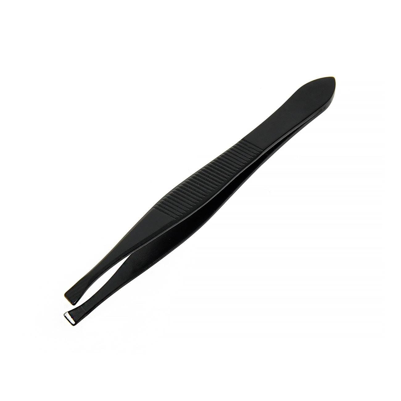 Penseta sprancene inox, varf oblic, 9 cm, neagra