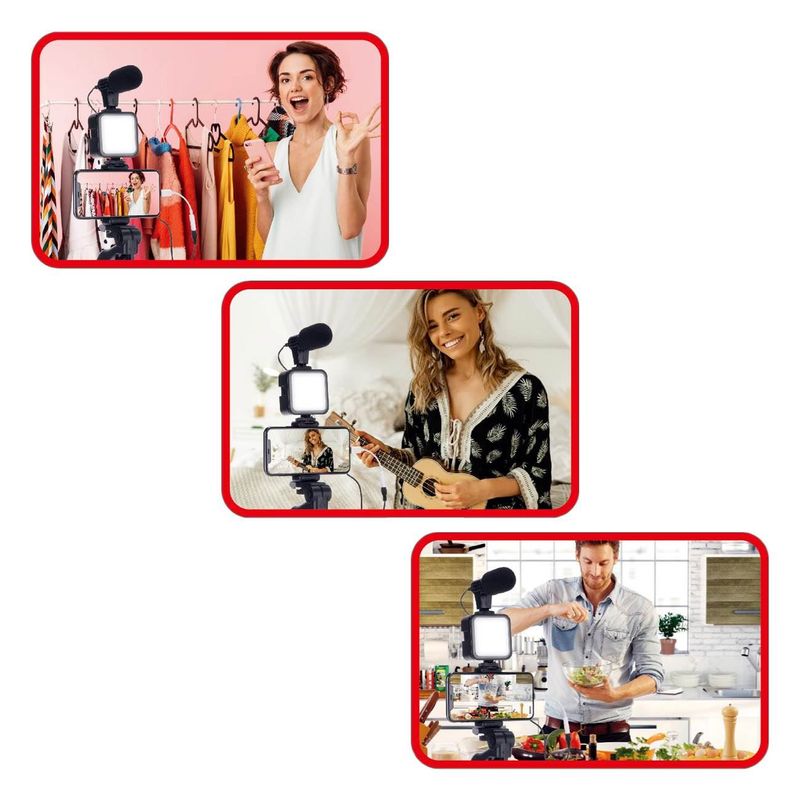 Laptop, Telefoane si Tablete - Telefoane mobile si accesorii - Accesorii Telefoane - Alte accesorii telefoane - Set vlogging, vide, kit vlog, 5w, trepied, lampa led, microfon, suport telefon, multicolor - Infinity.ro
