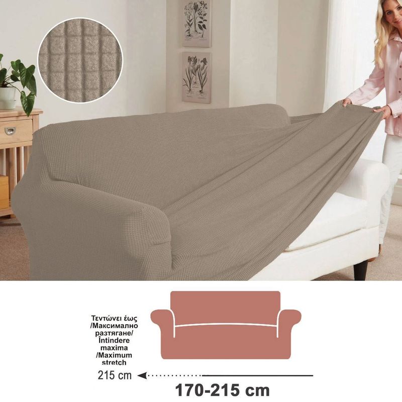Casa si Gradina - Textile si covoare - Huse pentru mobilier - Husa canapea elastica, bej, lungime 170-215 cm, poliester 95%, elastan 5% - Infinity.ro