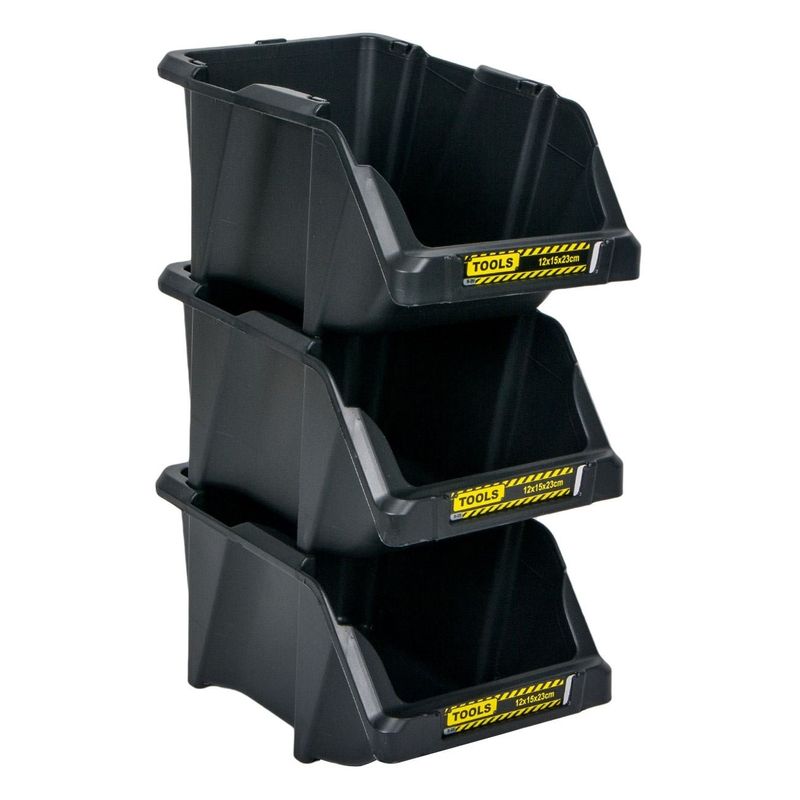 Casa si Gradina - Constructii - Depozitare, transport si protectie - Organizatoare si cutii scule - Suport unelte, plastic, stivuibil, dimensiuni 23 x 15 x 12 cm, negru - Infinity.ro