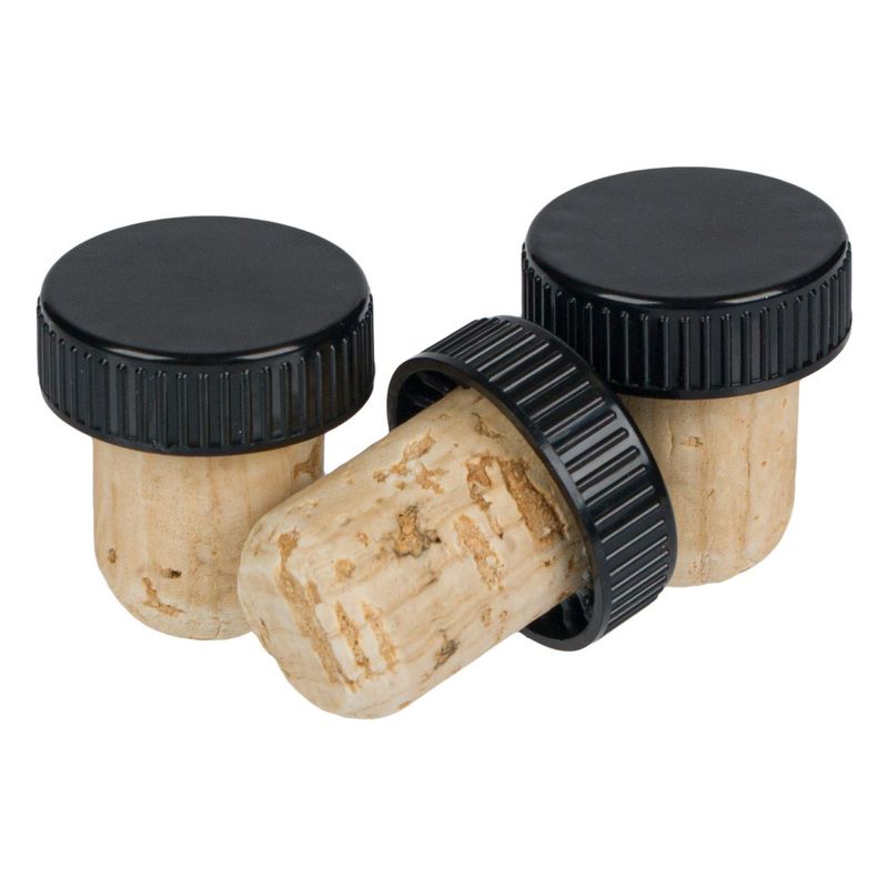 Casa si Gradina - Bucatarie si vesela - Accesorii bar - Tirbusoane si dopuri - Set dopuri sticla, 3 bucati, plastic si pluta, universal - Infinity.ro