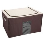 Casa si Gradina - Mobilier - Organizare si depozitare - Organizatoare pentru sertare si dulapuri - Husa depozitare haine, model cadru, fereastra pe, 50x 40x 28cm, capacitate 55l, bej - Infinity.ro