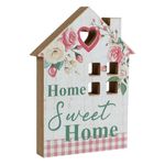 Casa si Gradina - Decoratiuni - Obiecte decorative - Accesorii decorative - Decoratiune de masa, model "home sweet home", lemn, culoare ecru, multicolor, dimensiuni 14.7 x 2.4 x 19.6cm - Infinity.ro