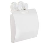 Casa si Gradina - Sanitare - Suporturi si accesorii baie - Suporturi baie - Suport hartie igienica cu capac, montare cu ventuza, plastic, alb, 15.2 x 16cm - Infinity.ro