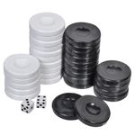 Sport si Outdoor - Alte sporturi - Sah si table - Set piese de joc si zaruri, 30 bucati, alb si negru - Infinity.ro